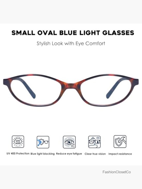 Blue Light Blocking Oval Glasses for Women Trendy Retro main image 5
